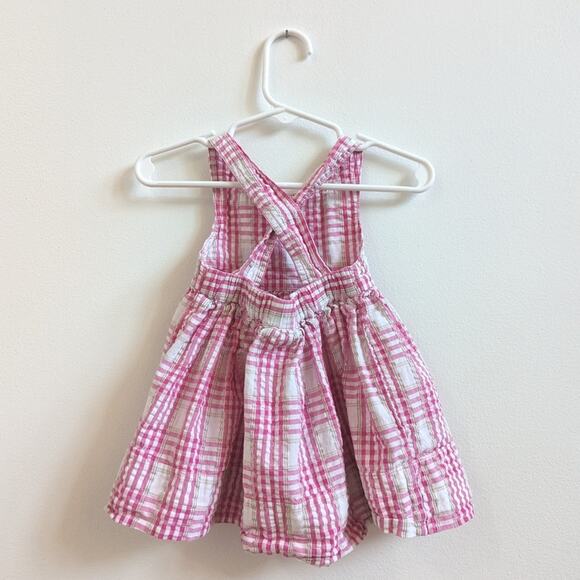 Vtg Baby Gap Pinafore Dress Girls Sz 3-6m Pink Seersucker Plaid Summer 90s - Picture 3 of 5
